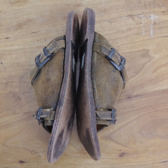 Free People Pre Distressed Double Buckle Leather Sandals Size 39 - Picture 7 of 11